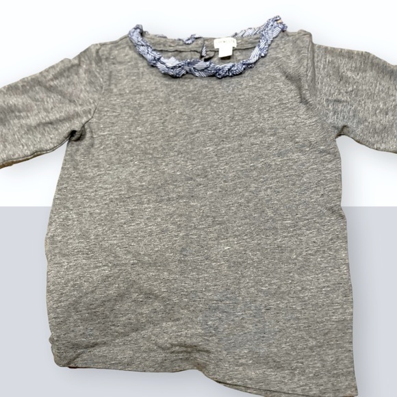 Crewcuts‎ Blue Ruffled Collar, Grey 3/4 sleeve Youth Girls Top, EUC Youth 10 - Picture 1 of 7